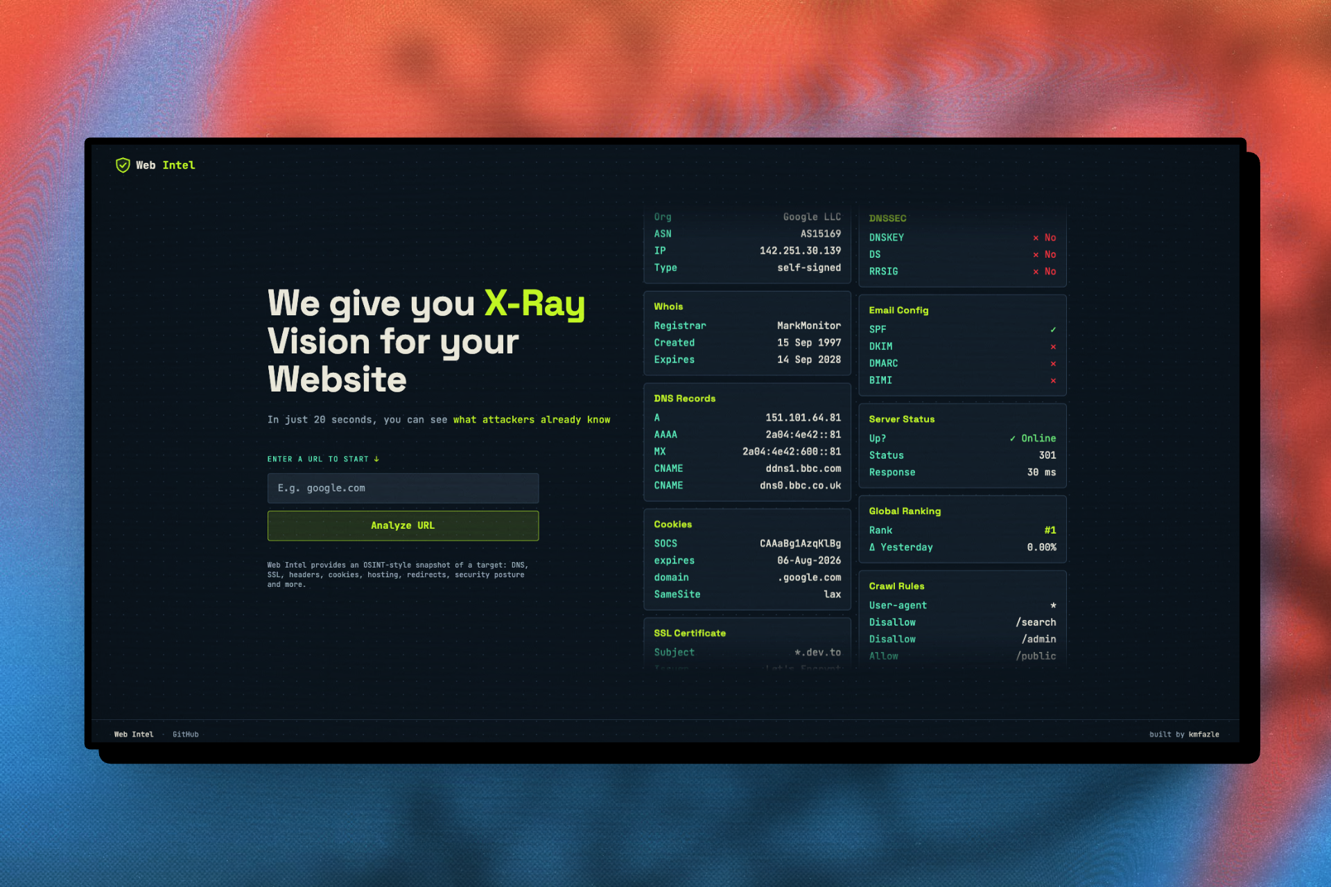 Web Intel screenshot